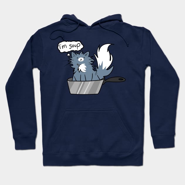 Fluffy Cat Inside of a Pot Thinking "I'm Soup" Hoodie by saradaboru